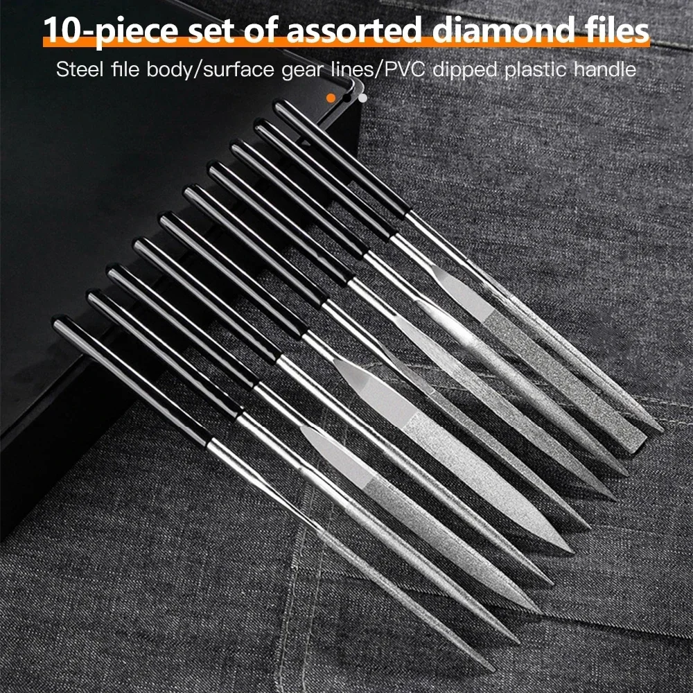 3x140mm Diamond Needle File Set 10pcs Practical Tools for Ceramic Crafts DIY Glass Gems Hobbies 3D Printing Jewelry Making