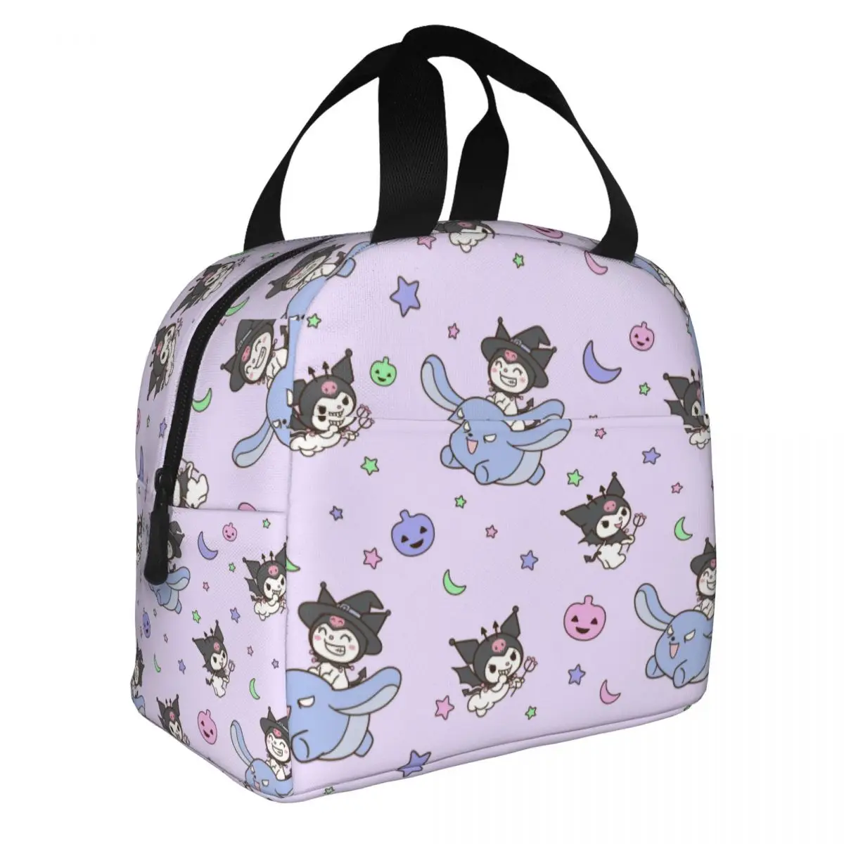 Kawaii Kuromi Sanrio Anime Insulated Lunch Bag Thermal Bag Reusable Large Tote Lunch Box for Men Women Beach Picnic