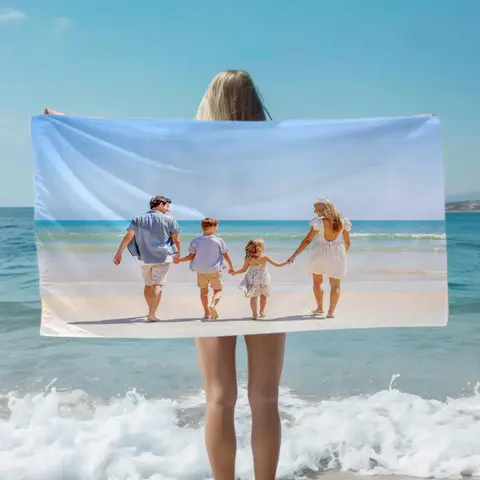 Personalized Beach Towel Custom Photo/Logo Oversized Beach Towel for Bath Pool Sports Camping Summer Party Gift