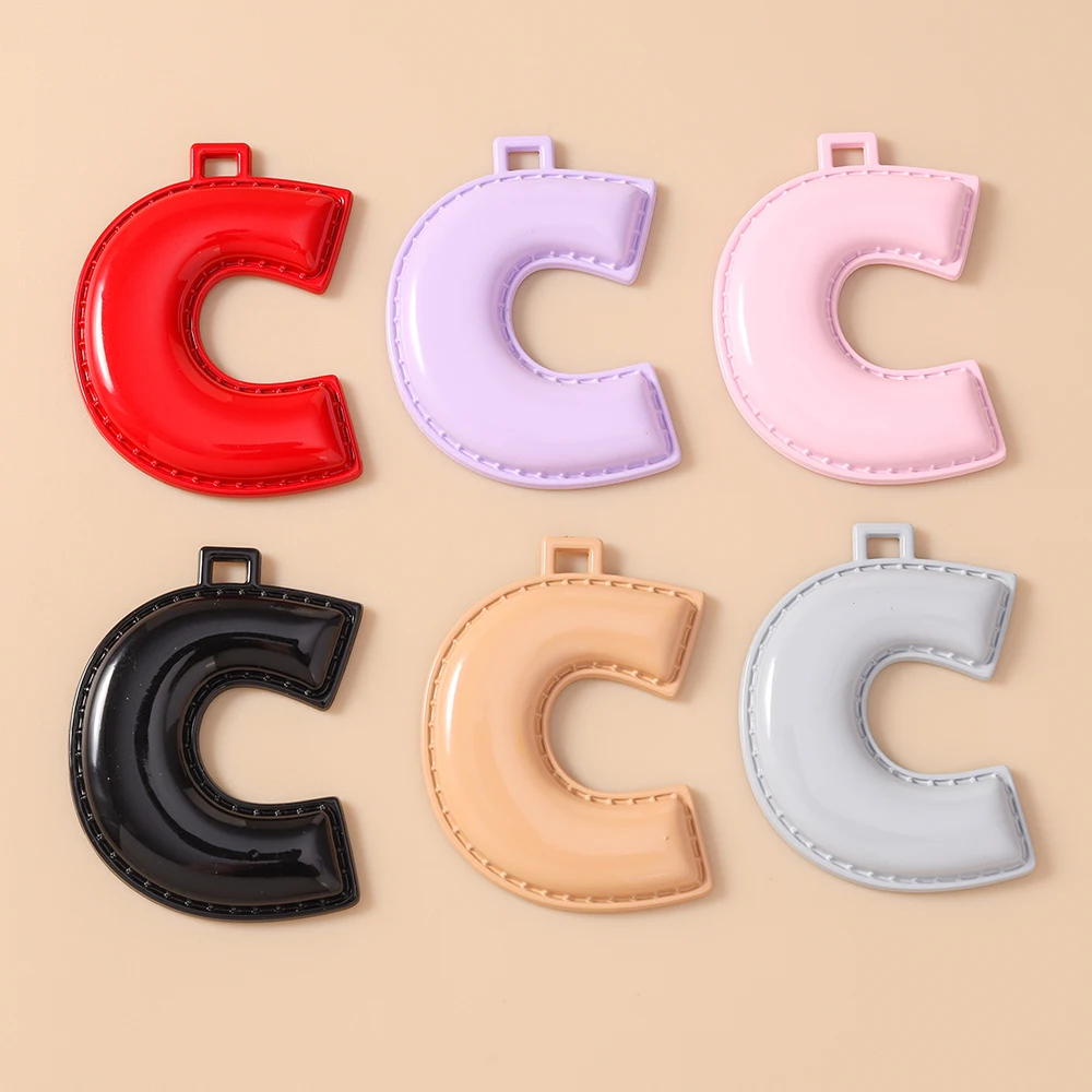 Leslie 5 Stück 40mm Niedliche Metall-Alphabet-Anhänger 26 Buchstaben Charms für Schmuckherstellung DIY Ohrringe Anhänger Halskette Armband Handwerk – Detail 14