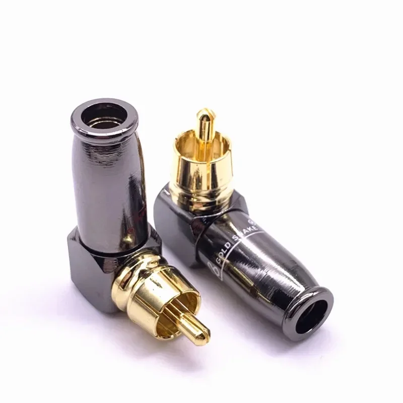 90 gradi Loafing testa RCA pistola a forma di L nero placcato oro assemblaggio RCA gomito dorato bronzo loto piegatura RCA gomito saldato