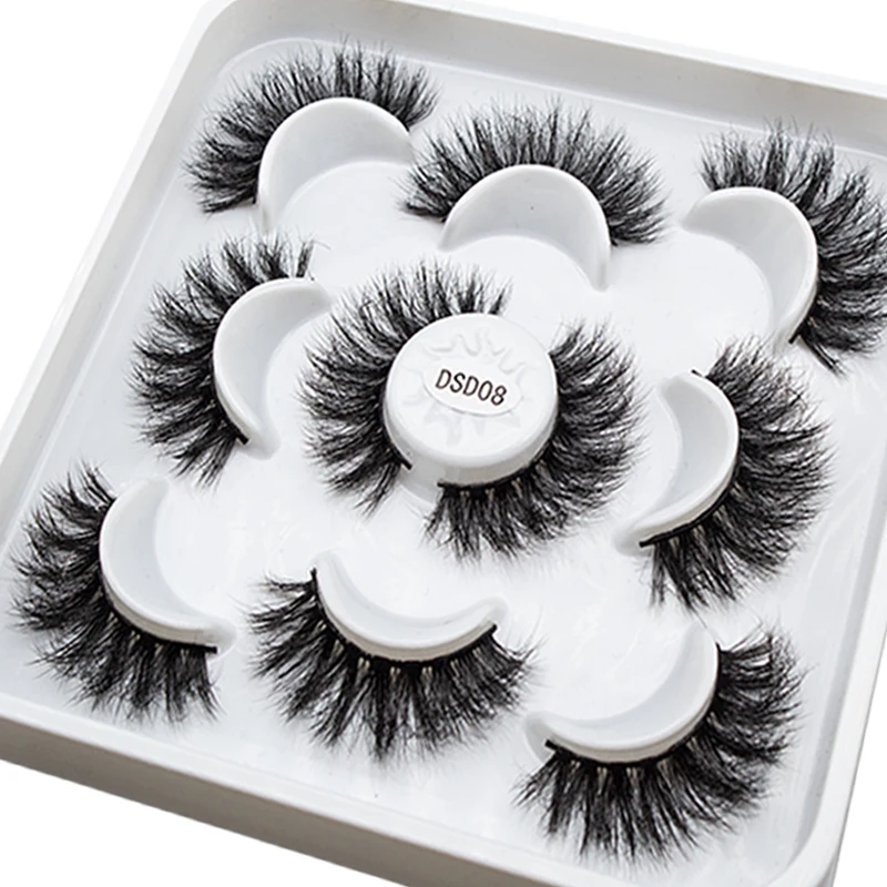 DINGSEN New 5 pairs 8-25mm Natural 3D Lashes Lash Extension Supplies Makeup Kit Mink Lashes Extension Mink Magnetic Eyelashes