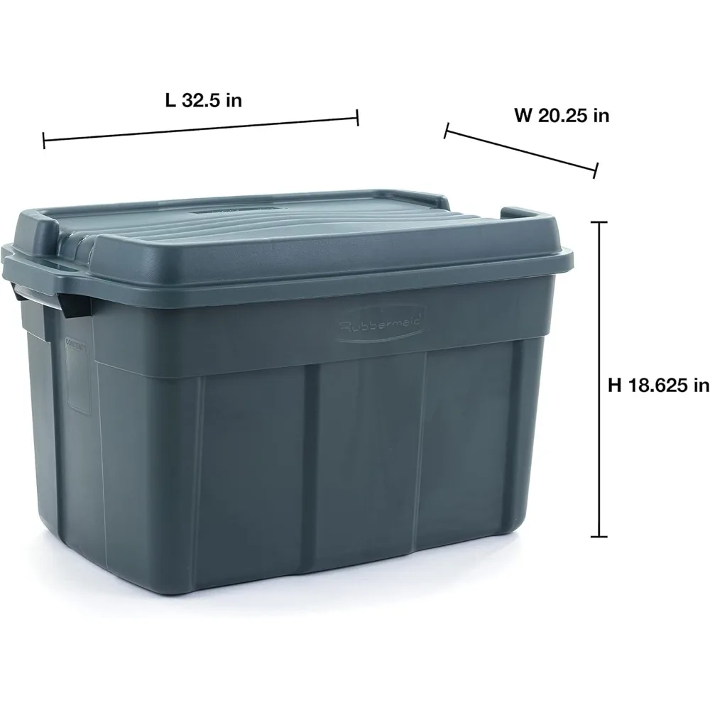 Rubbermaid 37 Gal High-Top Storage Containers, Pack of 3 - Recycled, Stackable, For Garage/Home Organization