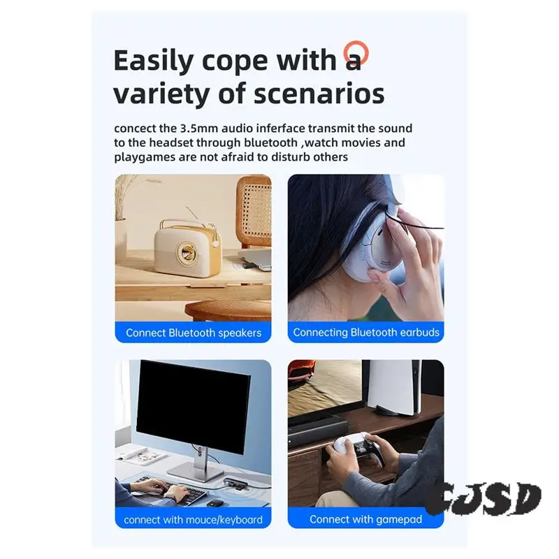 CJSD-New Bluetooth Launcher Two -In -One 5.3 Non -Destructive Headset Aircraft Plug Audio Conversion Adapter 3.5Mm AUX