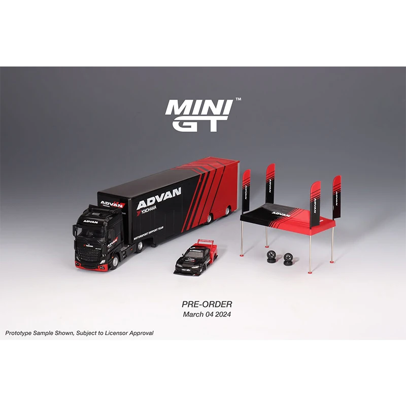 MINIGT In Stock 1:64 LBWK S15 Super Silhouette Racing Transporter Advan Suit Diecast Diorama Model Collection Miniature Toy