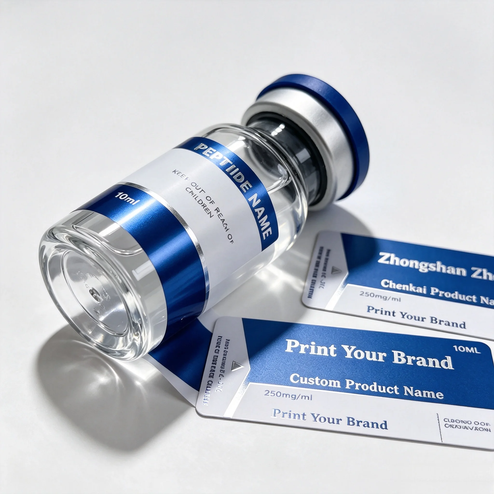 Custom Self‑Adhesive Vinyl Peptide Bottle Label Stickers Waterproof HD Printing Boxes Compatible Beauty Fitness Nutrition Bottle