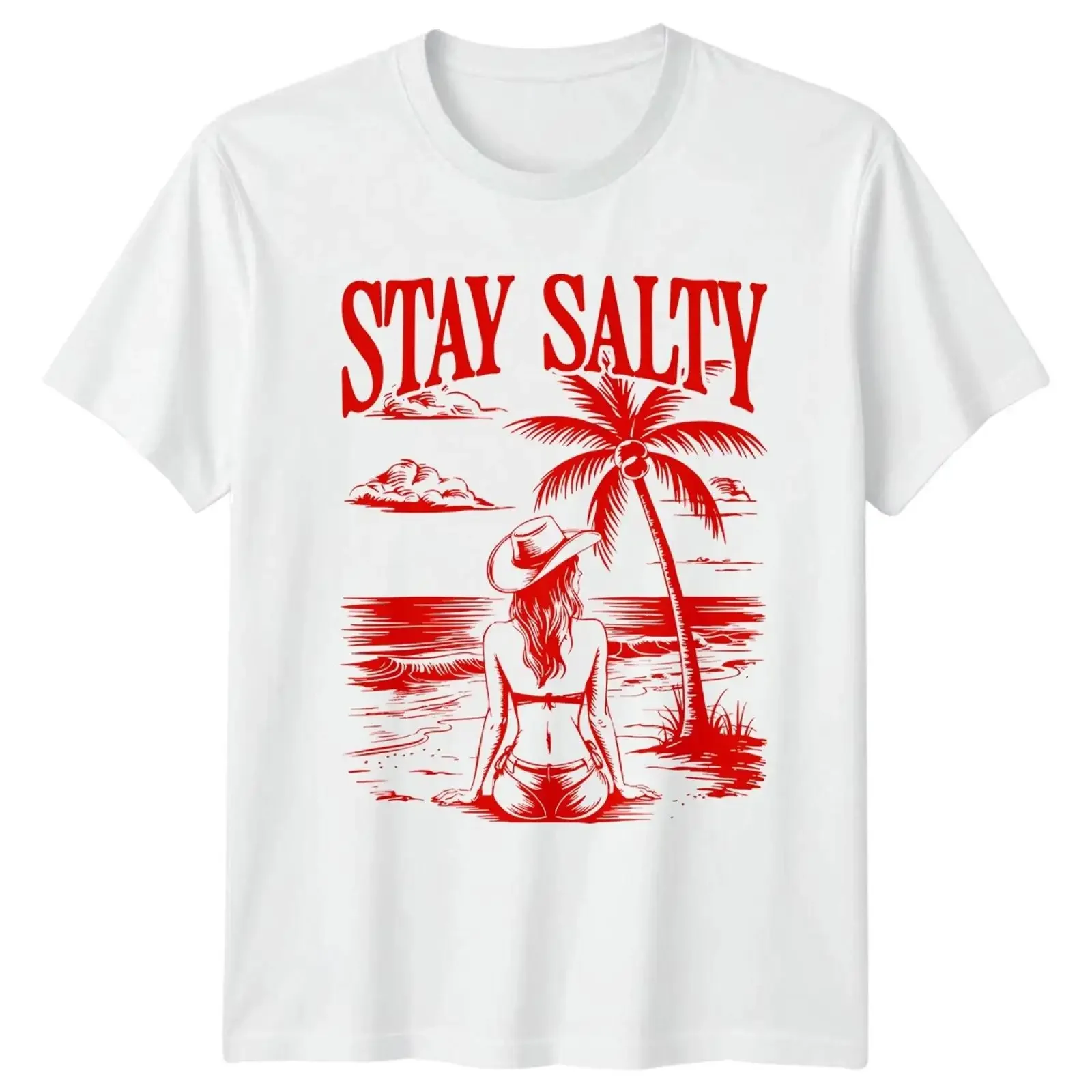 Stay Salty Beach Life Sommer Herren T Shirt Damen Grafik vintage Washed Soft Top For Everyday Wear Stretched Slightly Versatile