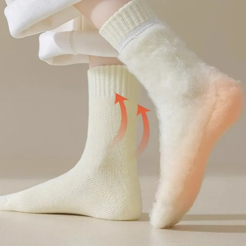 Thickened Mink Velvet Middle Tube Floor Socks Winter Thermal Warm Socks for Men Women Soft Casual Antifreeze Snow Fleece Sock #2