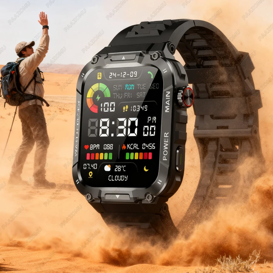 

2025 Rugged Military Smart Watch Men Outdoor Watches lP68 Waterproof 1.85" Al Voice Bluetooth Call Smartwatch For Android iOS