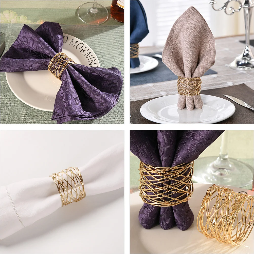 

Creative Metal Napkin Elegant Golden Iron Wire Design Unique Table Setting Holiday Gift Napkin Holders