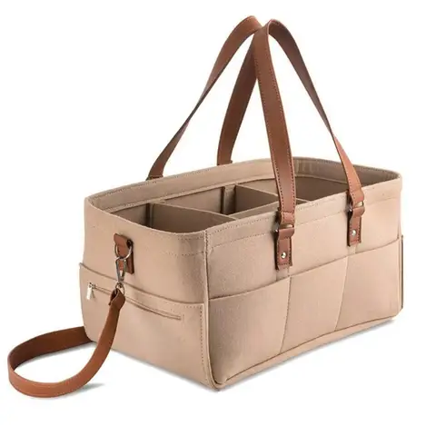 아기 펠트 보관 보육 정리함 바구니, 손잡이가 있는 유아 기저귀 가방, 캐디 교체 기저귀 보관 캐리어, 대형 포켓