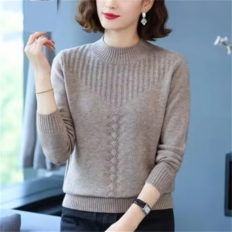 O-neck Sweater Women Pullovers New Spring Autumn Basic Warm Jumper Full Female Knitted Pullover Korean Loose Tops Mother Dress