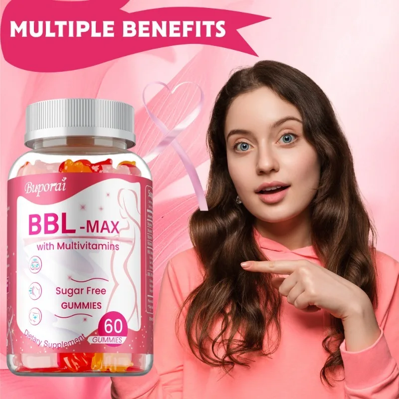 BBL -MAX Gummies - يساعد على رفع وحفاظ على شكل الجسم، ويرفع ويشد ويشكل الأرداف - 60 قطعة