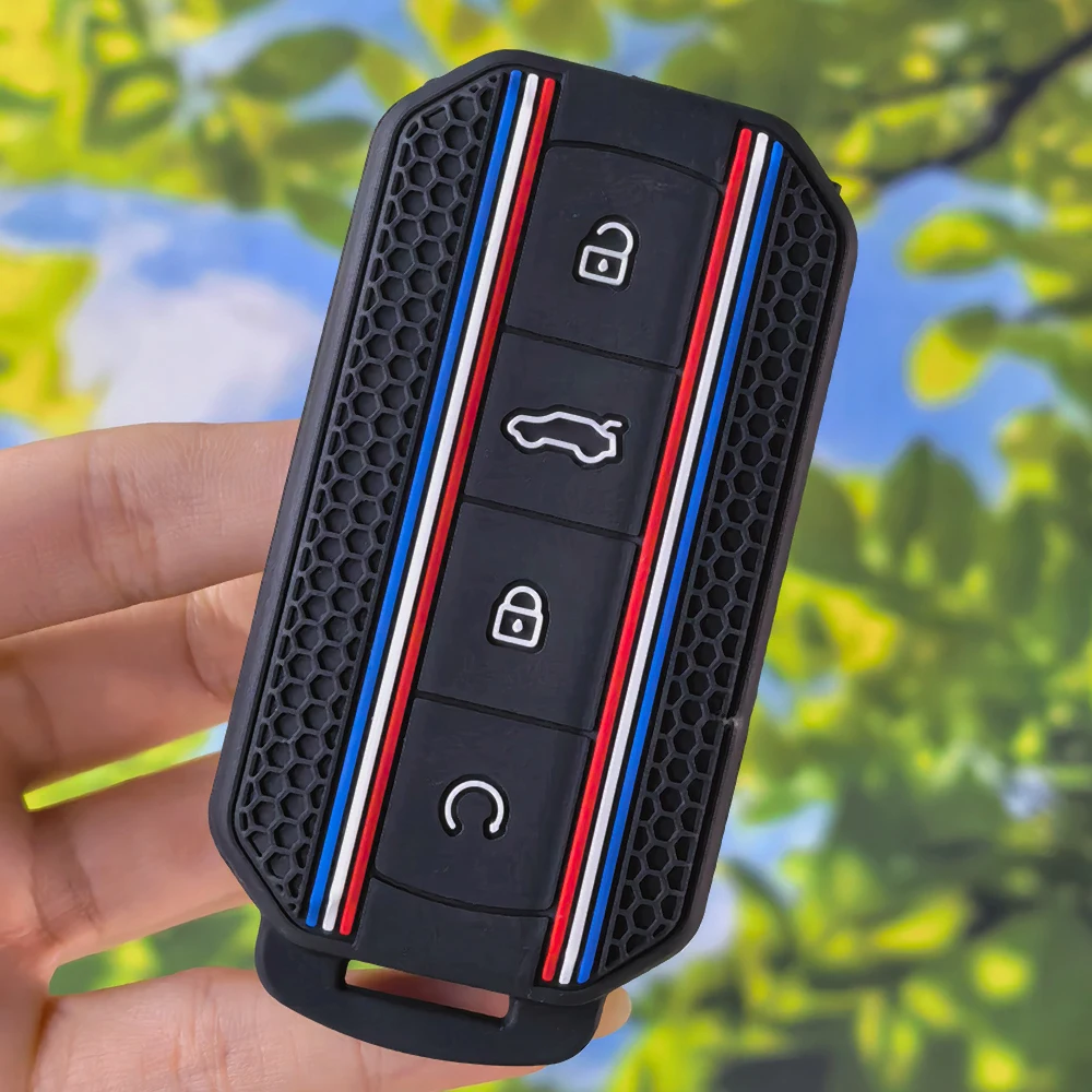 Racing Stripe Silicone Smart Key Fob Cover, Protective Shell for Chery Jaecoo J5 5EV J7 2025 4 Buttons Car Remote Key