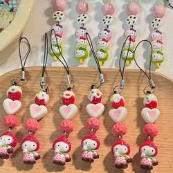 Kawaii Hello Kitty Phone Chain Cos Dress Up Rabbit Angel Strawberry Cartoon Keychain CCD Camera Pendant Bag Decoration