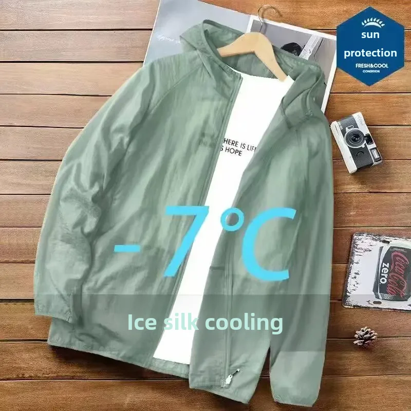 Men's Summer Ice Silk Sunscreen Jacket 2024 New Style Ultrathin Breathable Anti-uv Outdoor Cardigan Jacket