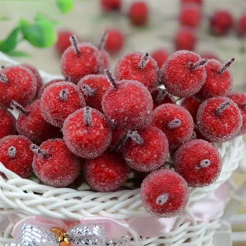 

10pcs Simulation Red Glass Berry Cluster Sparkly Realistic for Embellishing Christmas Wreaths Garlands Tree Decorations