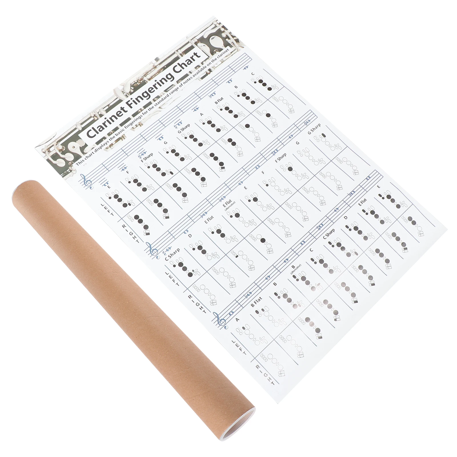 

1pc Clarinet Chord Chart Coated Paper Note Beginner Guitar Poster Practice Guide Learning Tool Musical Accessories