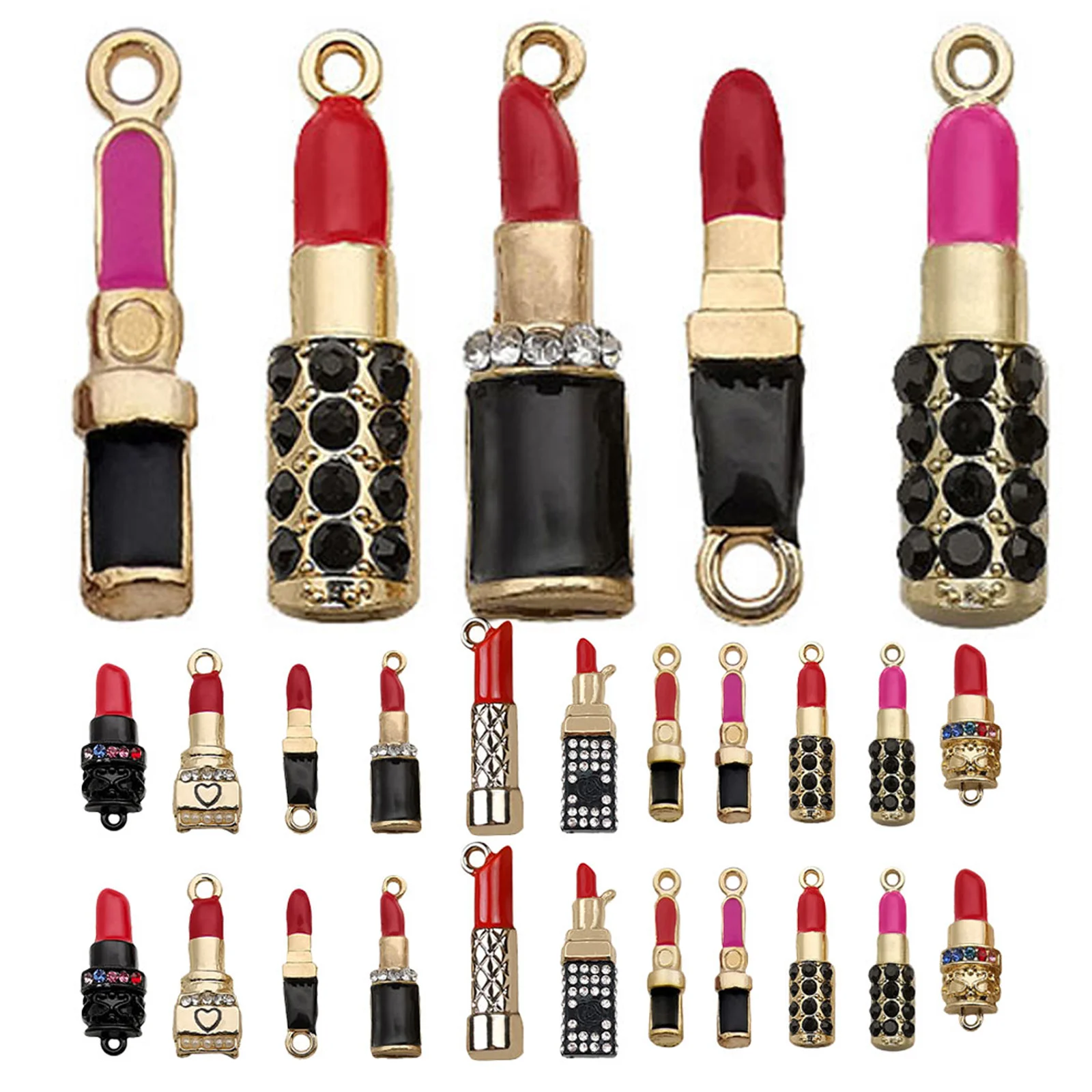 

33Pcs Lipstick Pendant Charm Alloy Creative DIY Jewelry Accessories for Bracelet Necklace Earrings Lipstick Pendant