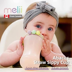 Melii Abacus Snack Container Straw Sippy Cup Silicone Food Storage Box Solid Color Baby Snack Cup Portable with Lid Kids Cup