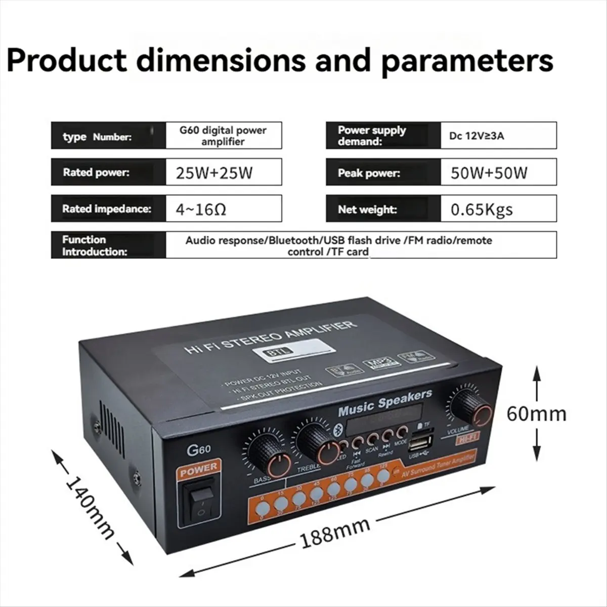 baay-g60-bluetooth-ホームパワーアンプ-サブウーファー対応、fm-ラジオ、usb-再生、ホームシアターおよびオーディオシステムに最適-us-プラグ