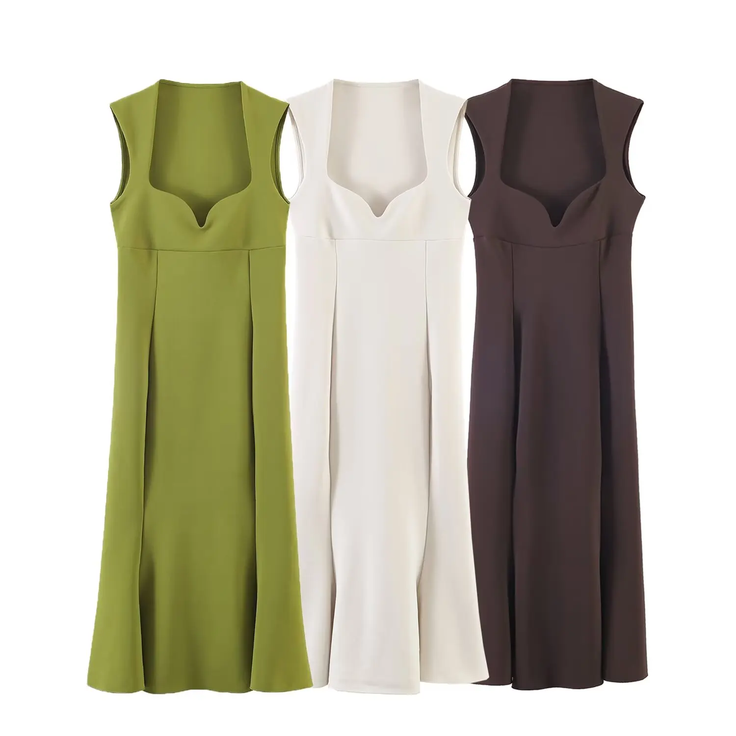 BSAY Summer Women Elegant France Heart-shaped Tight Hip Wrap A-Line Midi Dress Chic Female Sleeveless Party Evening Dresses