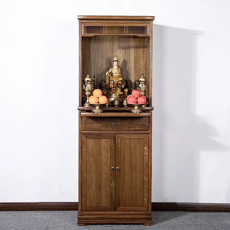 l2 solid wood Buddhist shrine vertical cabinet shrine economical God of Wealth offering table offering incense case