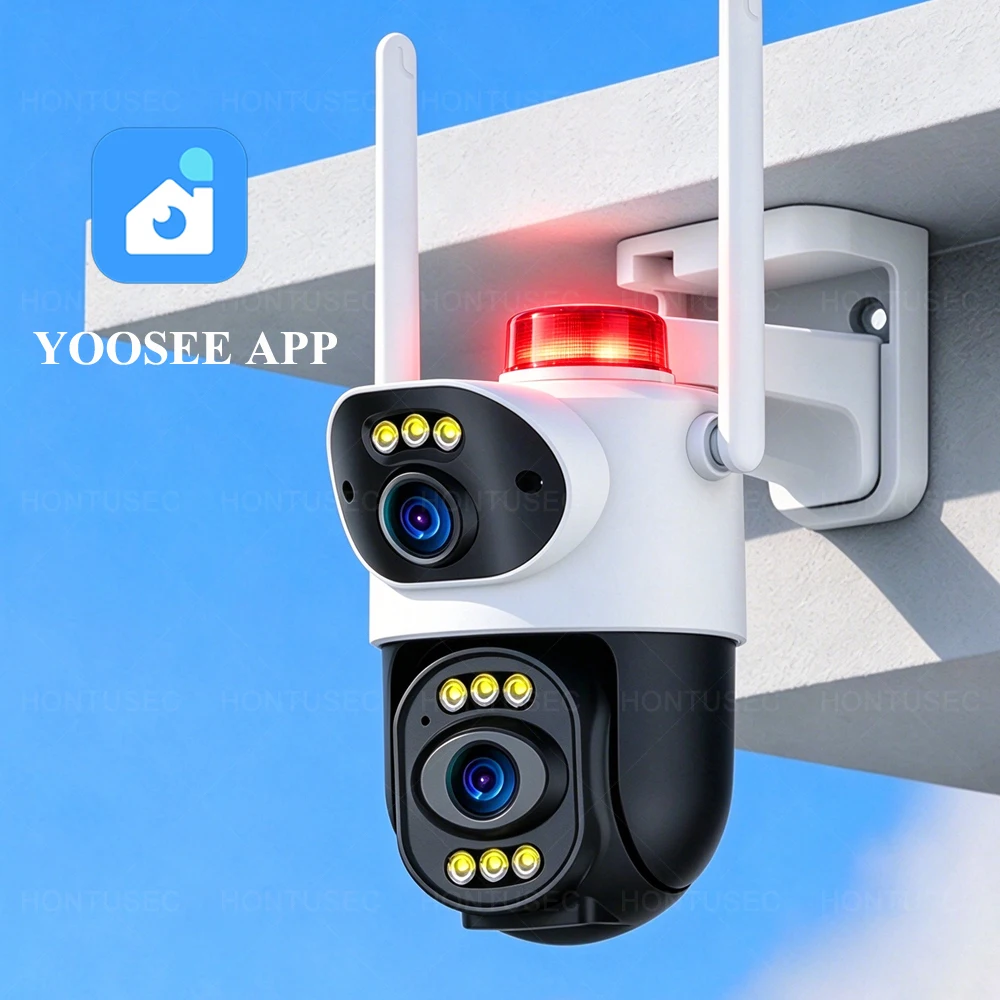 YOOSEE 4K 8MP Dual Lens Dual Screens Two Way Audio Color Night Vision With Motion Detection IP66 Waterproof Surveillance Cameras
