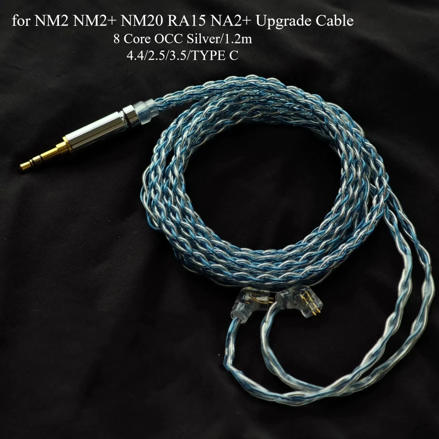 

for NF Audio NM2 NM2+ NM20 RA15 NA2+ Upgrade Cable 8-Core OCC Silver Plated Type-C with Mic & 4.4mm/3.5mm Adapter