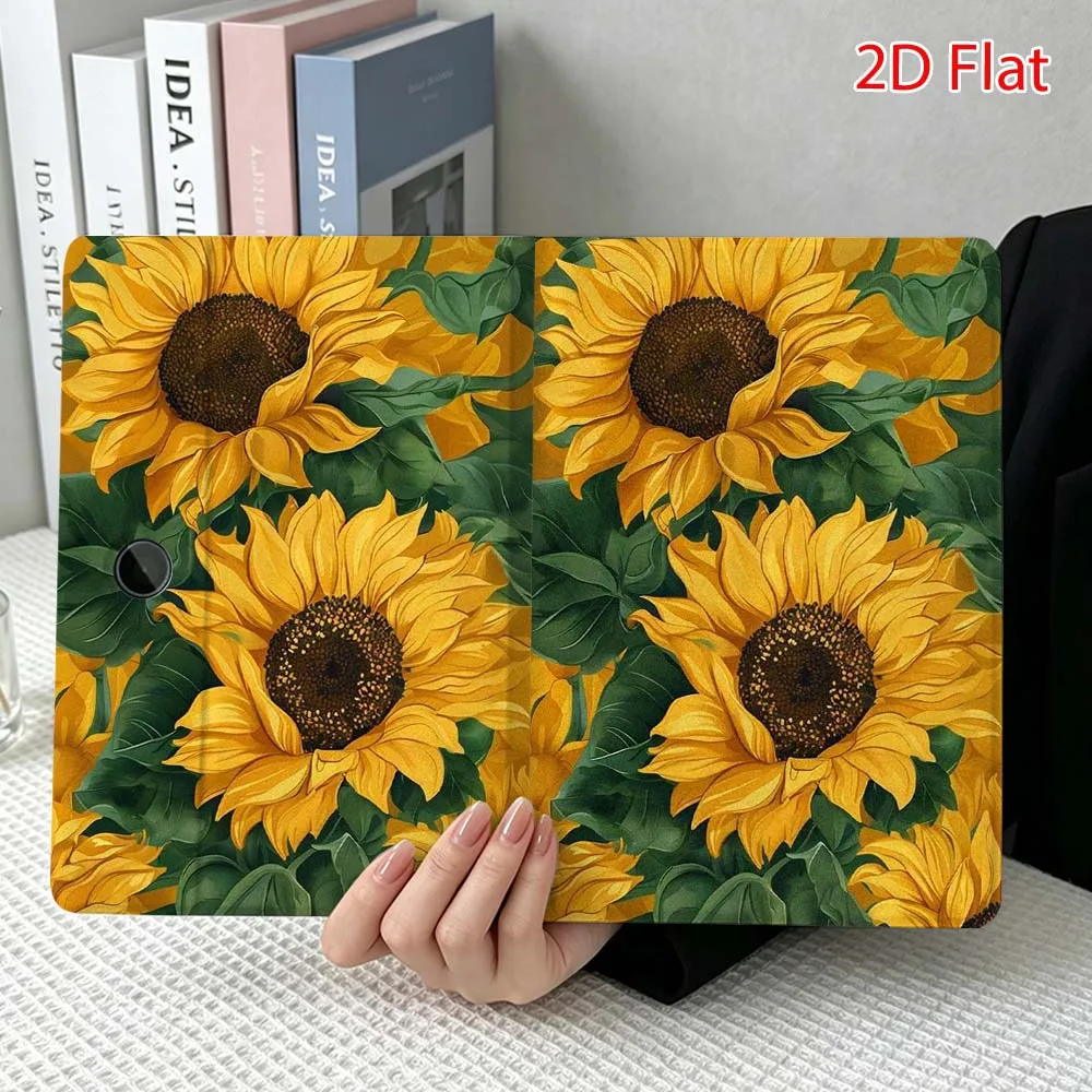 Artistic Sunflower Pattern For OPPO VIVO IQOO OnePlus Realme Pad 3 Pro 13 12.1 11.4 11 inch Pen Tray Tablet Case Soft