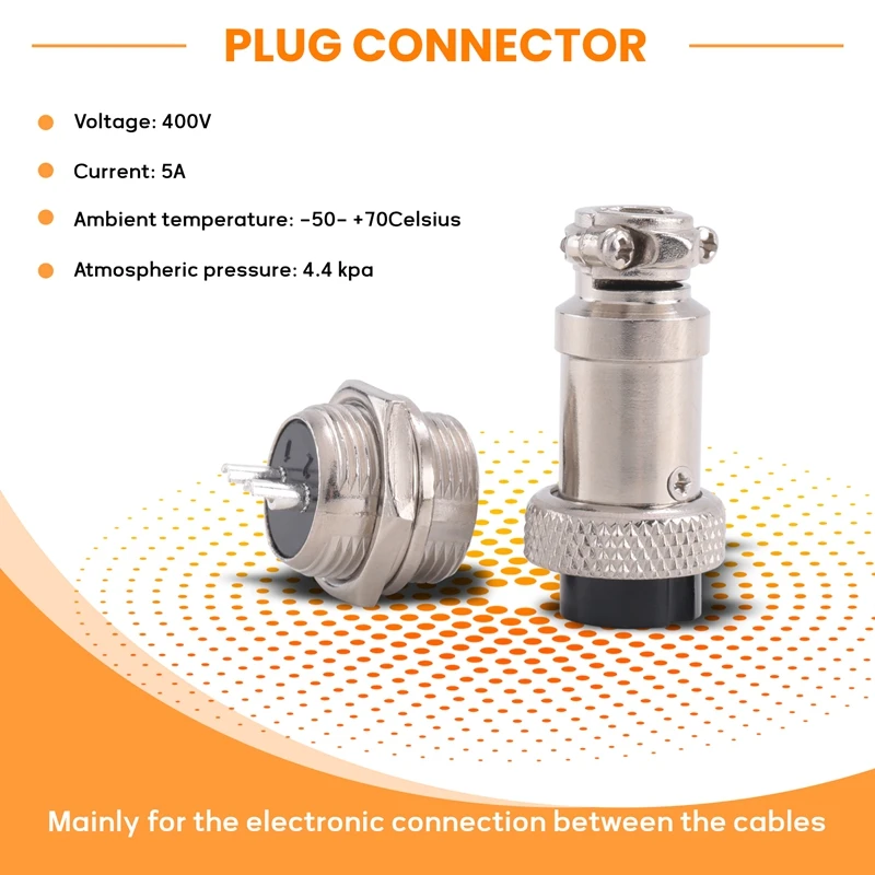 GX16 Aviation Connector 2-Pin 400V Screw Type Male and Female Butt Cable Connector Aviation Plug Socket Connector-DTB1