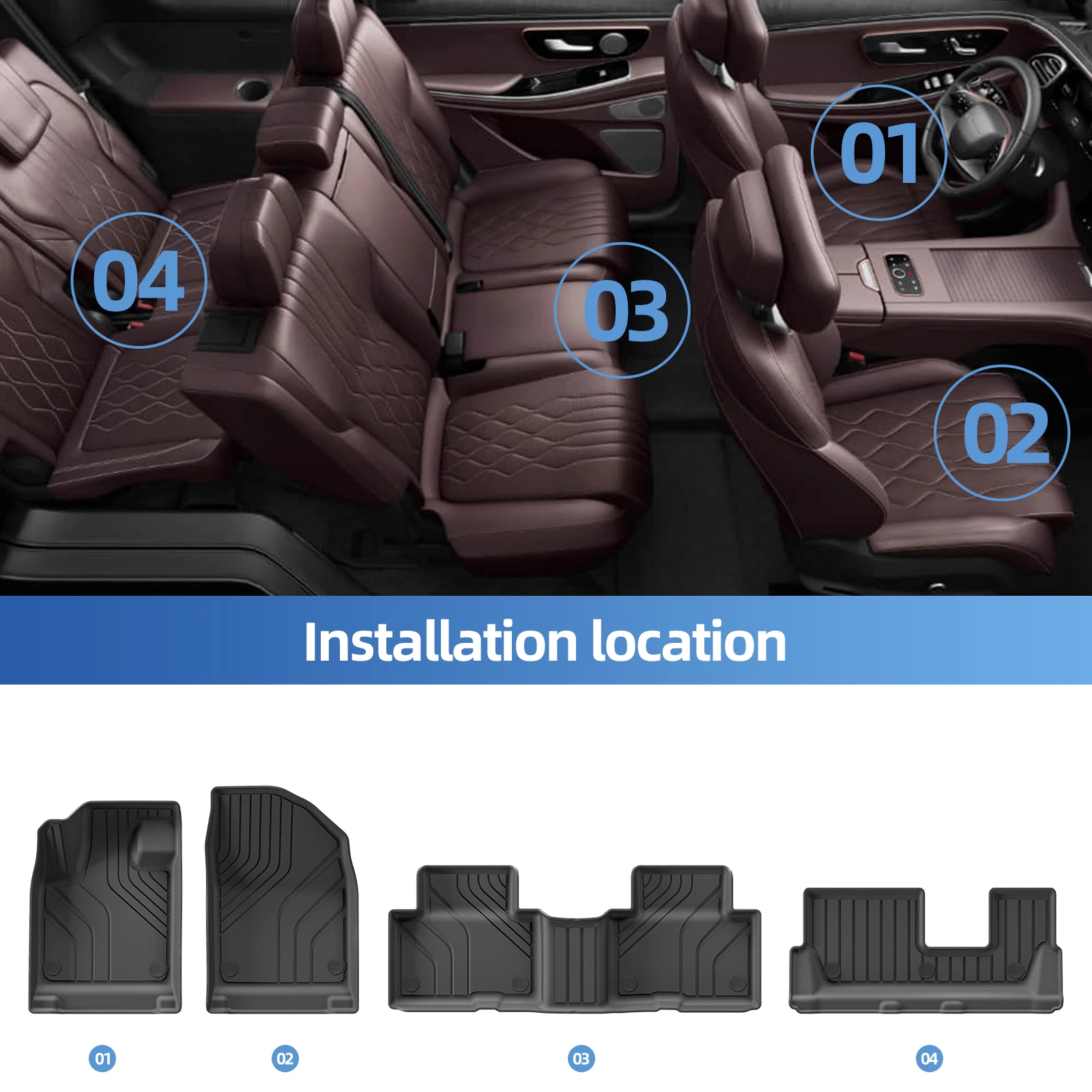 LUCKEASY for EXEED VX 2023-2024 7-seater(Fuel Version)Car Floor Mats Protective Mat Accessories Waterproof Foot Pads Fit LHD