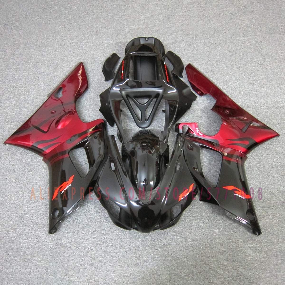 For YZF R1 1998 1999 Motorcycle Fairing Kit Injection Molded ABS Custom Painted Fairings Bodywork Cowling Black Red