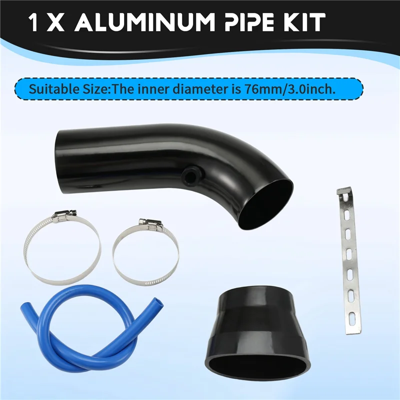 Lufteinlasssystem 3" 76 mm Universal Aluminium Auto Ansaugrohr Kit Turbo Induktionsrohr