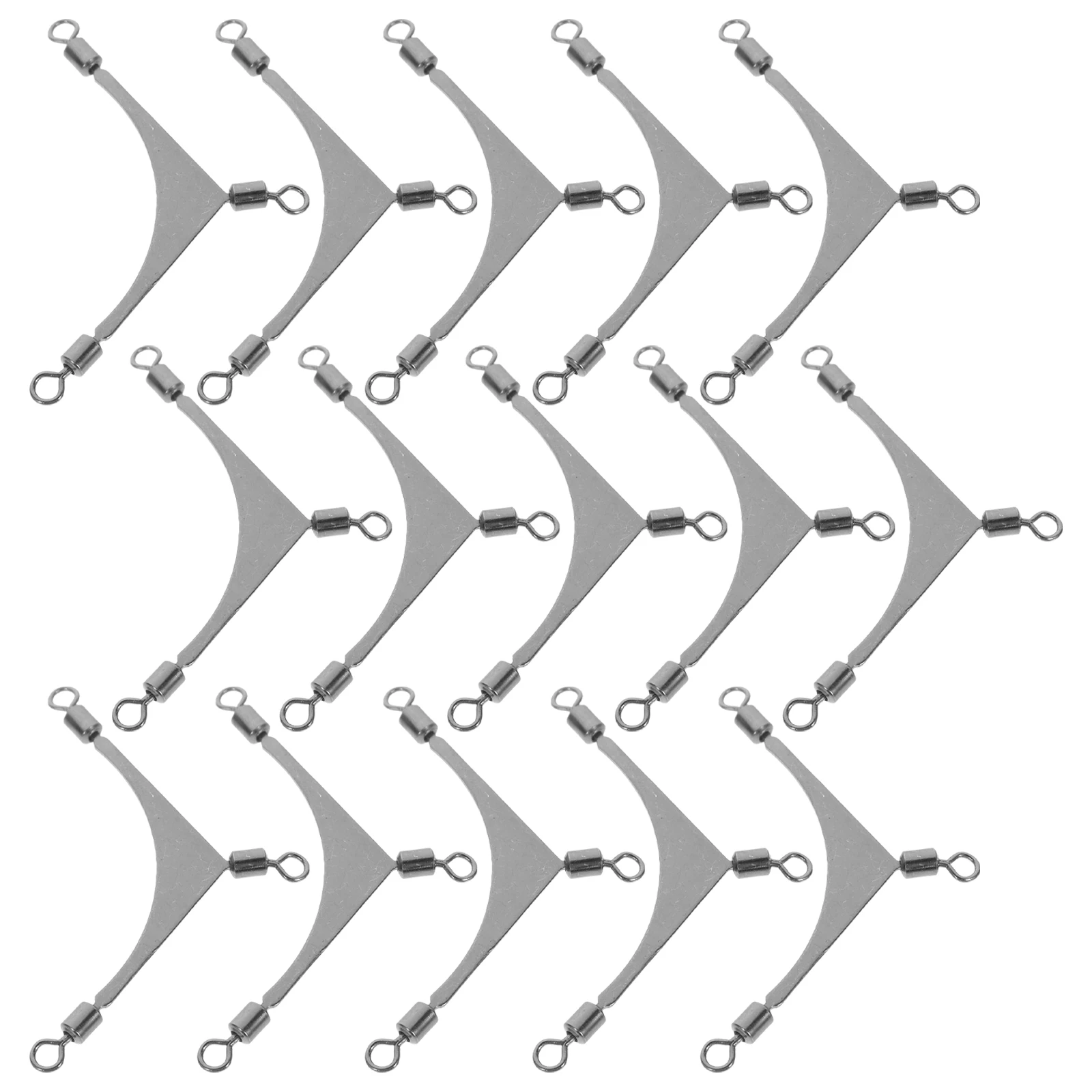 

15 Pcs Three-fork Rotation Ring Fishing Equipment Swivels Connector Gear Way Line Connectors Stainless Steel