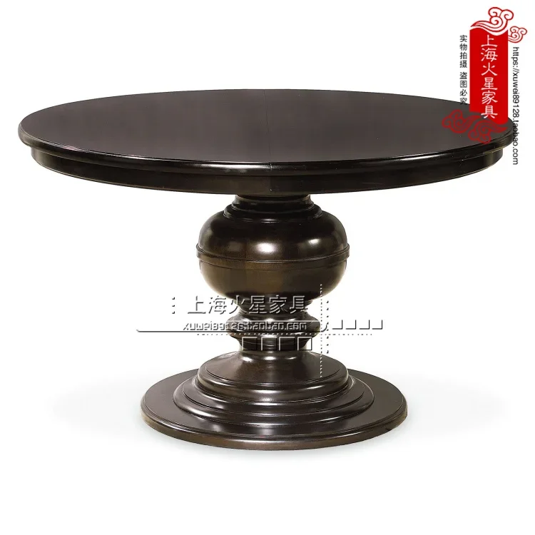 

A26 French retro solid wood dining table and chair combination, American rural solid wood round dining table, living room furnit