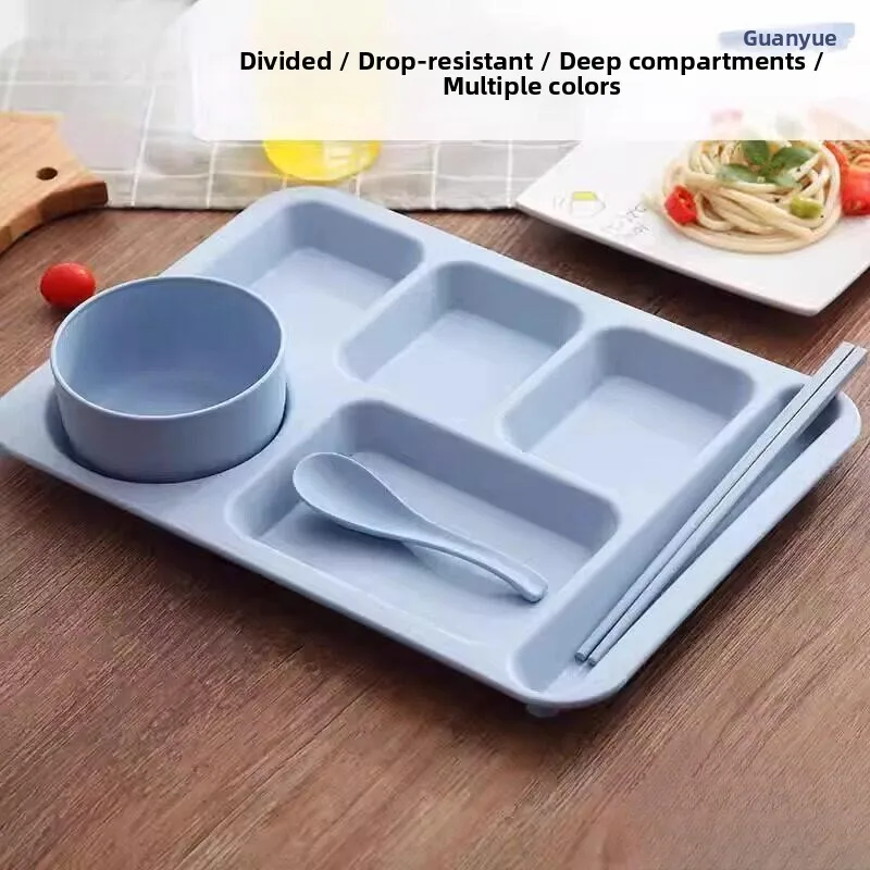 

Adult Fast Food Plate Divided Meal Plate Home Cafeteria Buffet Plate Dining Utensils Set Nordic Style Rectangle Plastic Dish