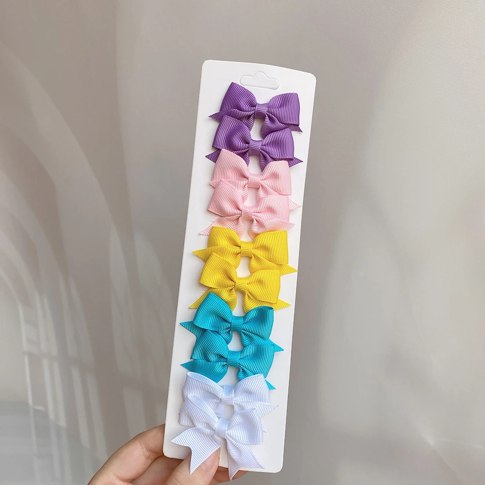 10 Teile/satz Einfarbig Kinder Bögen Haar Clips für Baby Mädchen Handgemachte Band Bowknot Haarnadel MiNi Barrettes Haar Zubehör – Detail 9