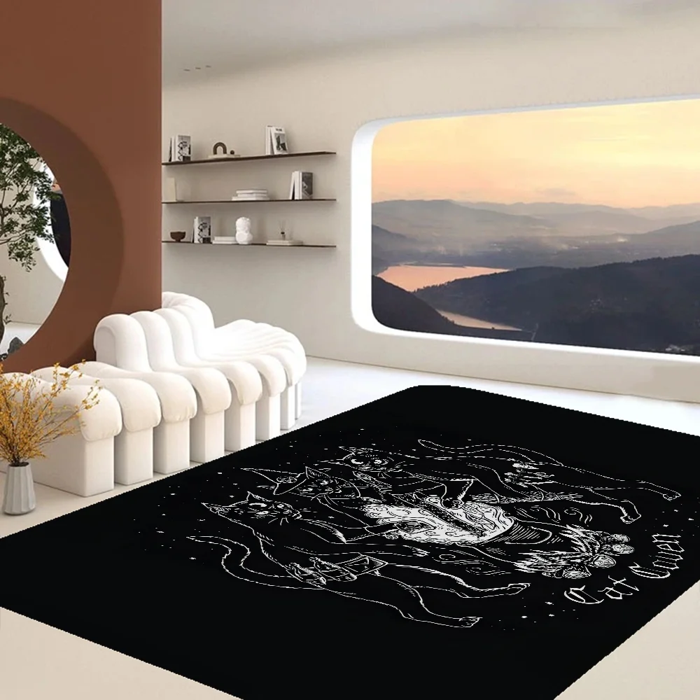 

Cat Mysterious Divination Witchcraft Room Mats Cheaper Anti-slip Modern Living Room Balcony Printed Household Carpets