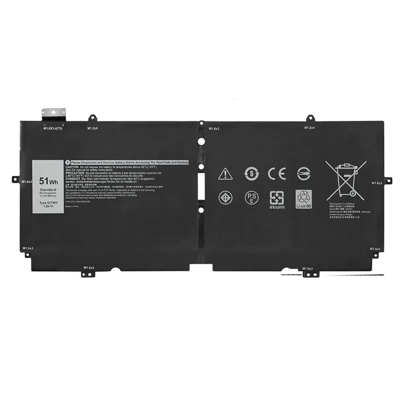 7.6V 51Wh New Laptop Battery 52TWH For DELL XPS 13 7390 2-in-1 Series Notebook P103G P103G001 P103G002 MM6M8 0MM6M8 XX3T7 6Cell