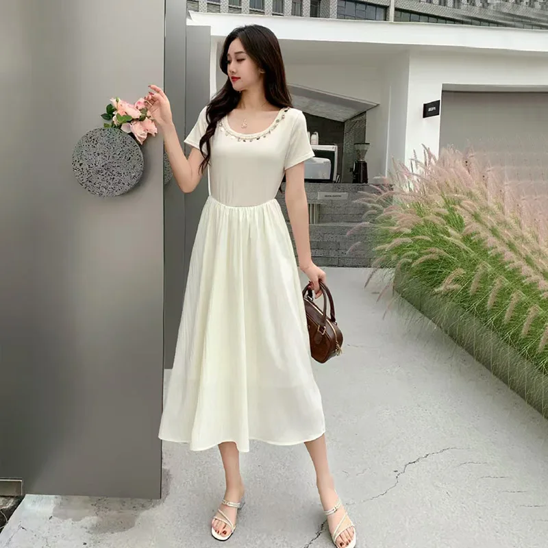 2025 Estate nuovo scollo a V sottile casual vestito lungo sottile Boho Beach Holiday