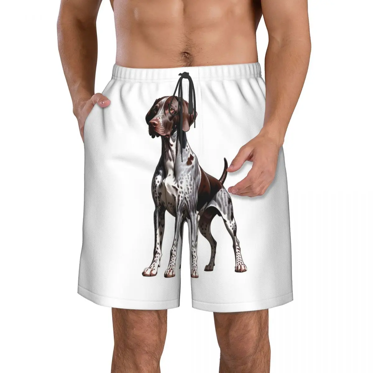 German Shorthaired Pointer Dog Bone And Paw Trunks Beach Board Shorts Casual Quick Dry Swim Summer Men Pants