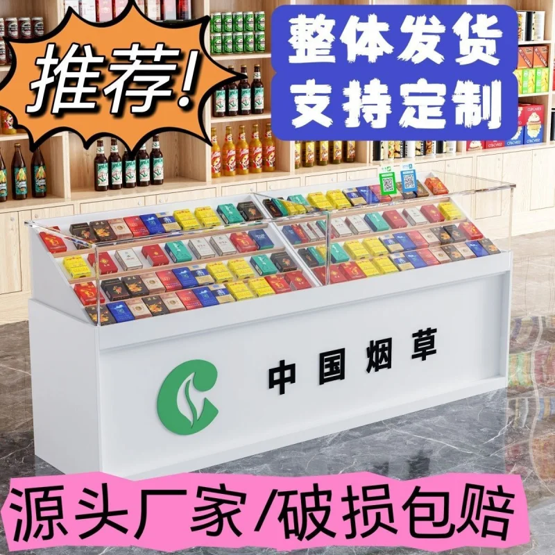 

Custom. New Counter-Style Display Cabinet Made of Glass Supermarket Cashier Integrated Tobacco Cabinet Canteen Yantai