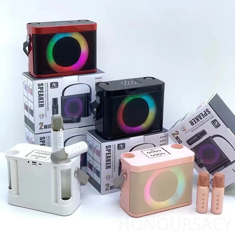 

HIFI Стерео Bluetooth-караоке-система с 2 беспроводными микрофонами, функцией изменения голоса, поддержкой USB/AUX для уличных мероприятий, портативная, для вечеринок, в подарок