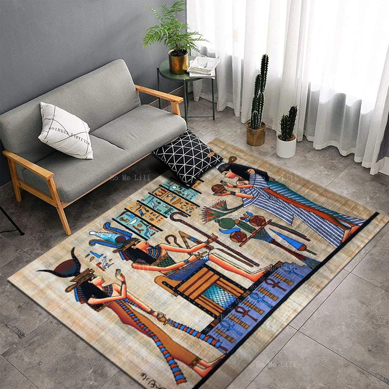 Ancient Egyptian Frescoes Hieroglyphic Leza Of The Queen Of Egypt Retro Old Culture Carpet By Ho Me Lili For Floor Decor