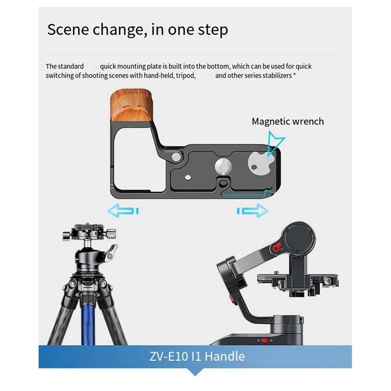 Quick Release Cage For Sony ZV-E10II Camera Cage M2 Wooden Handle Quick Release Plate L-Shaped Accessories Metal Base