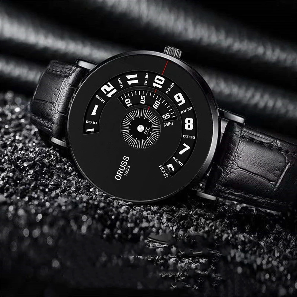 Мужские часы с кожаным ремнем, высококачественные, прочные, простые, модные, молодежные, новые технологические мужские часы