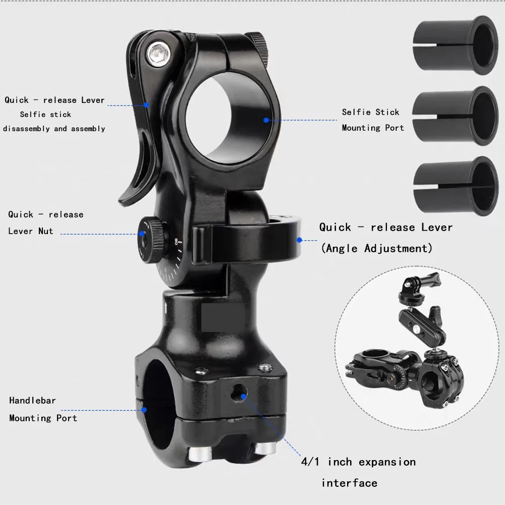 Uchwyt motocyklowy rowerowy do GoPro, monopod, kijek do selfie, mocowanie na kierownicę, akcesorium do kamer sportowych DJI OSMO 360 Insta360 — zdjęcie produktu 4