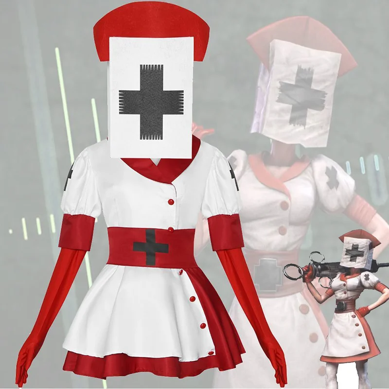 

Game Dark Reaper Nurse Deception Adult Women Cosplay Costume Dress Sexy Hat Gloves Socks Horror Halloween Carnival Suit Outfits