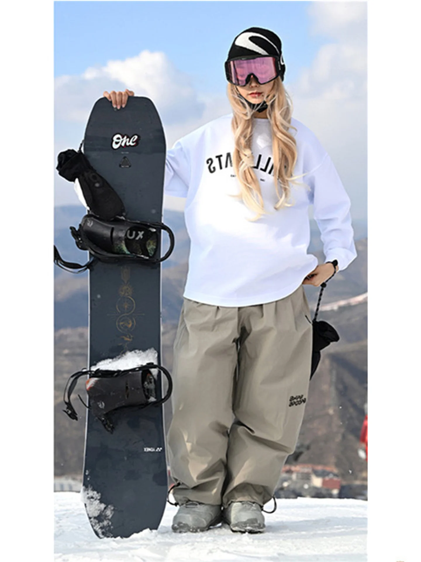 

Men's And Women's Fce-Lined Ski Pants Outdoor Waterproof Workwear Trousers with Straps Profional Snow Pants for Winter